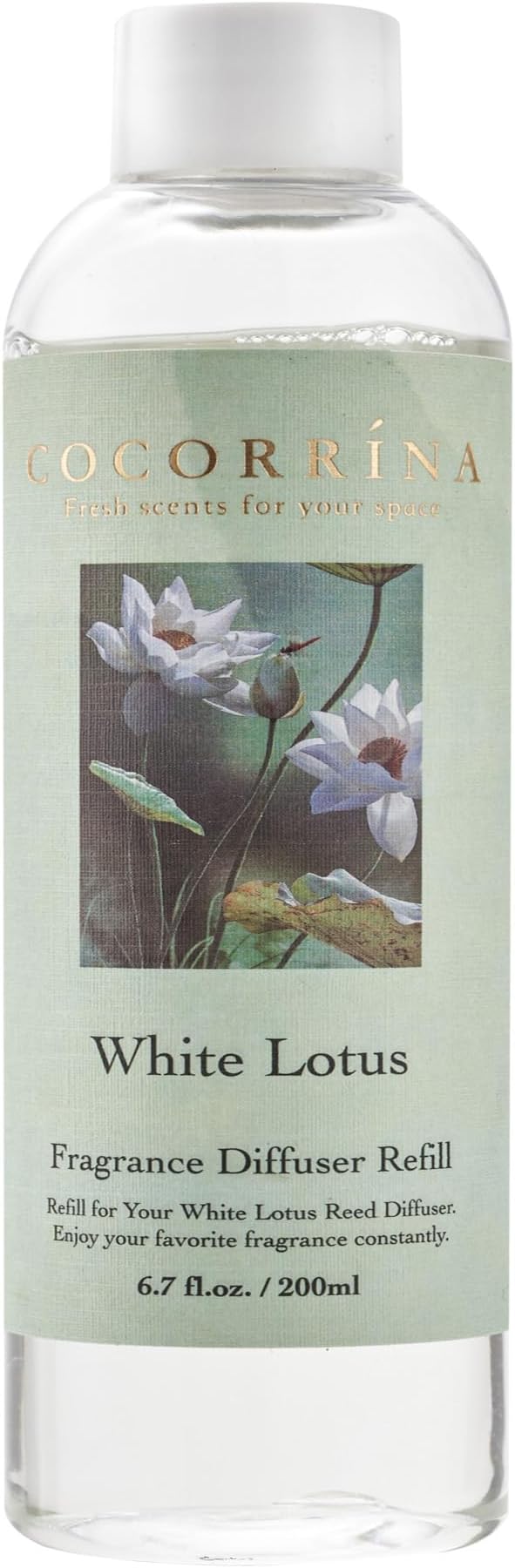 COCORRÍNA Reed Diffuser Refill - White Lotus 6.7 Oz Reed Diffuser Oil Refill Home Fragrance for Bedroom, Bathroom Home Decor