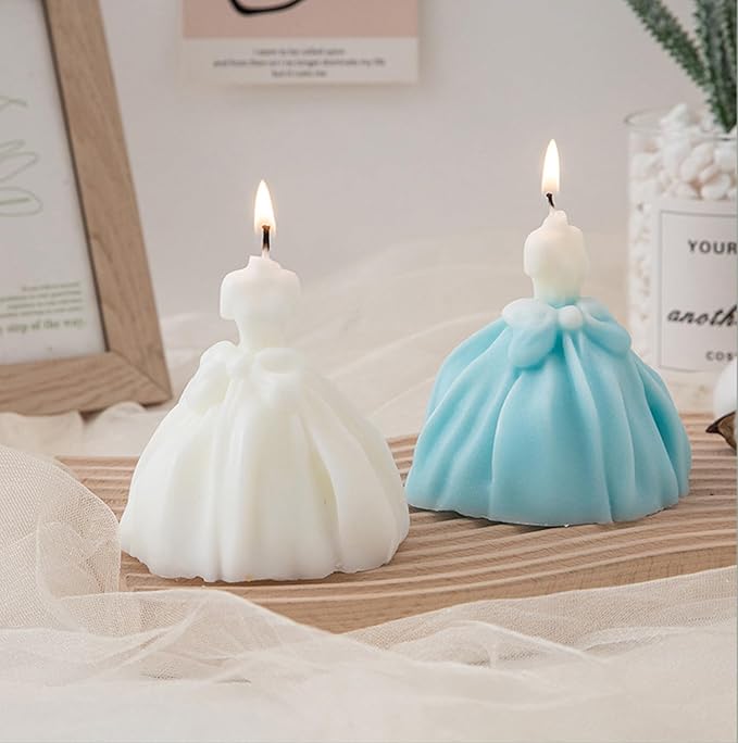 Wedding Dress Aesthetic Scented Candle,200G Handmade Bride Shape Soy Wax Aroma Decorative Candle for Table Photo Prop Valentine's Day Wedding Birthday Gift,Prefect for Meditation Stress (Cream)