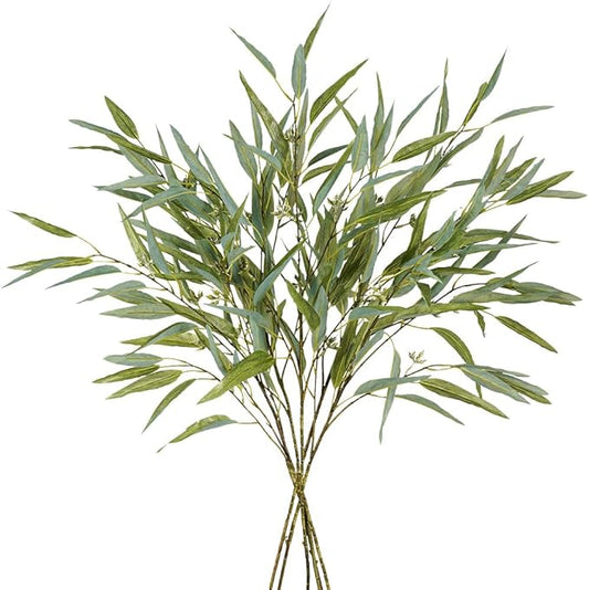 Melorca&Guilla Artificial Plants,6PCS 39" Green Eucalyptus Faux Branches for Vase,Faux Greenery Stems Artificial Plants for Shop Garden Office Home Décor (6, Green Eucalyptus)