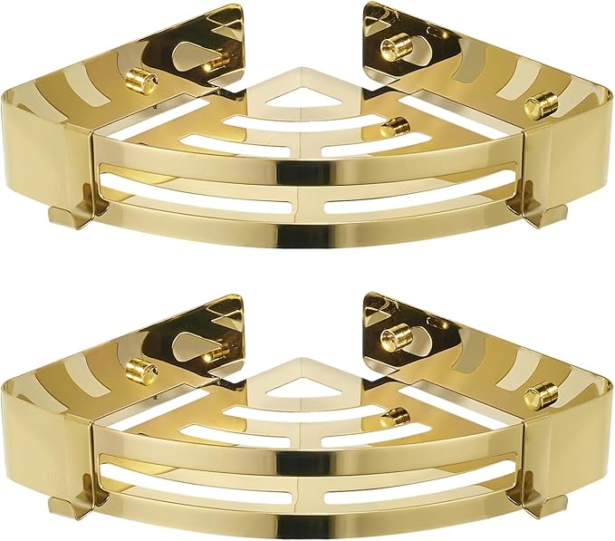 Corner Shower Caddy Wall Mounted Shower Shelf Bathroom Shower Organizer Shower Rack 2 pack Gold
