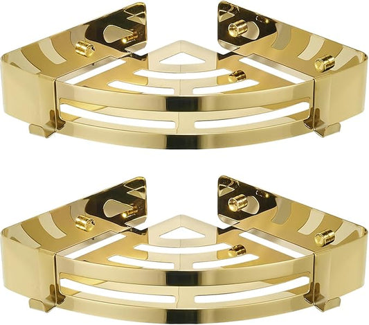 Corner Shower Caddy Wall Mounted Shower Shelf Bathroom Shower Organizer Shower Rack 2 pack Gold