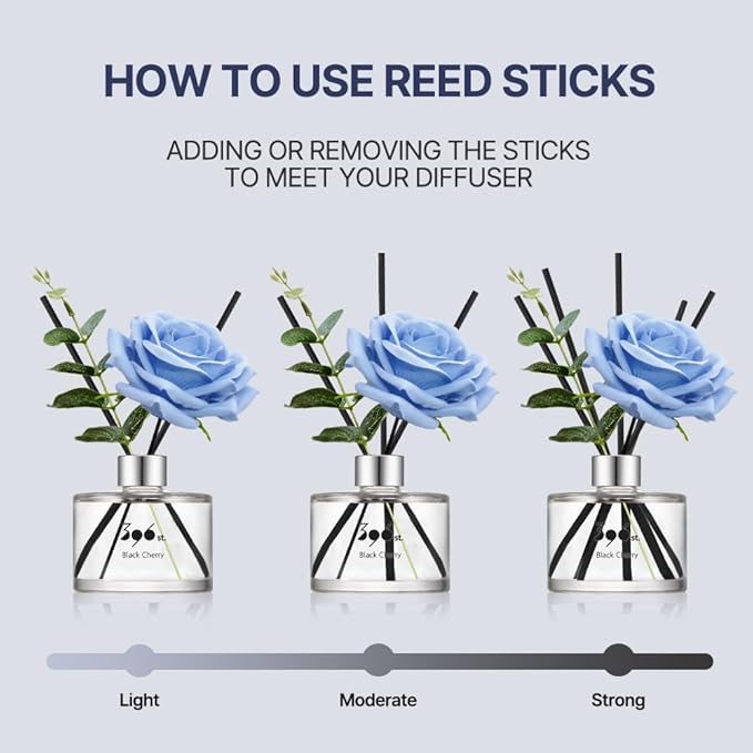 396 st. Rose Flower Reed Diffuser, Black Cherry, 200ml(6.7oz) / Reed Diffuser Sets, Scentsy Home Fragrance, Scented Oils, Home & Bathroom Décor
