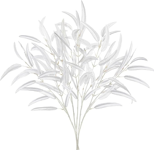 Briful 5-Pack 29.5’’Faux Eucalyptus Stems with White Willow Eucalyptus Leaves and Branches – Artificial Floral Stems for DIY Floral Arrangements, Wedding Bouquets, Vase Fillers, Home Decor