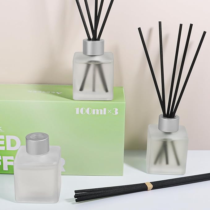 3-Pack Reed Diffuser Set, 100ml Gardenia/Lavender/Rose Scented Oil, Flower Aroma Essential Oils with Diffuser Sticks, Long Lasting Bathroom Air Freshener, Home Fragrance for Room Decor