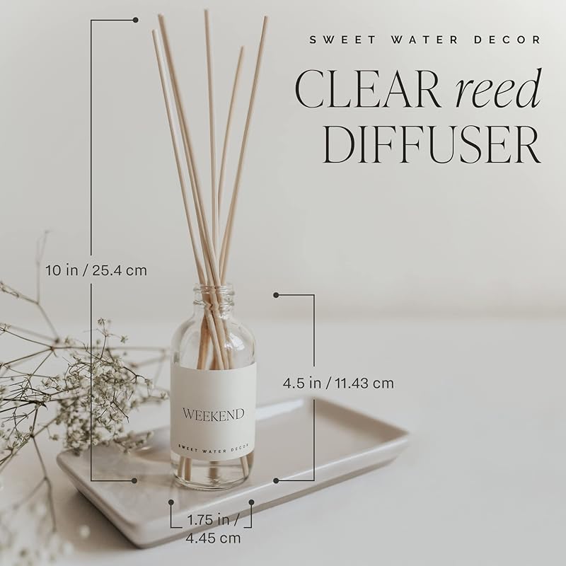 Sweet Water Decor Pink Grapefruit Clear Reed Diffuser – Room Decor Aesthetic with Long-Lasting Premium Fragrance of Grapefruit, Orange, Strawberry, Jasmine & Cedar for 4 Months – Ideal for Home Décor