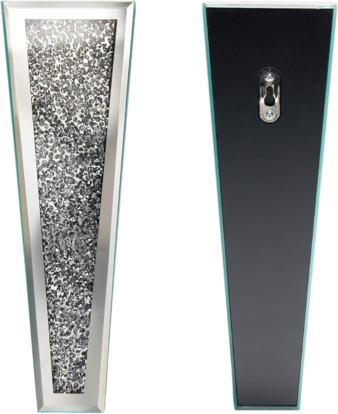 Crystal Wall Vase Hanging Flower-vase - Silver Crushed Diamond Mirrored Container Flower Vase Home Decor for Living Room, Dining Room, Bedroom, Set of 2 （11.2 Inch High） Wittolins