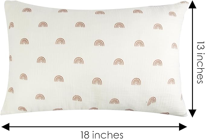 Organic Cotton Muslin Mini Pillowcases with Envelope Design,2 Pack Ultra Breathable Kids Toddler Pillowcases for Boys and Girls- 13 x 18 inches (Rainbow)