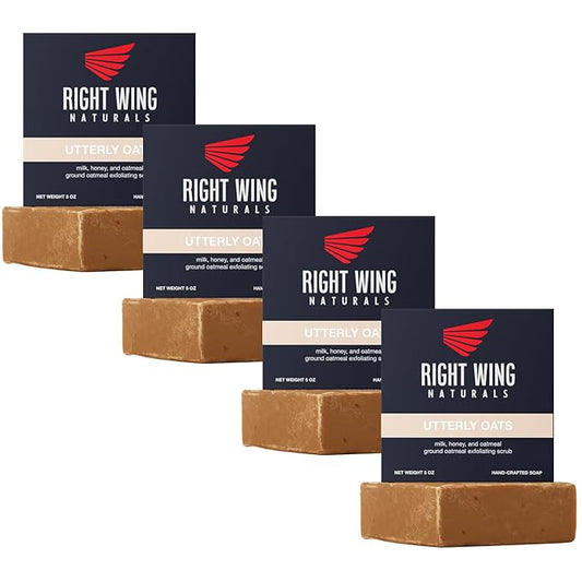 Right Wing Naturals Bar Soap Gift Set for Men | Handcrafted Cold-Pressed | Handmade Organic Soap for Men | Most Popular Flavors | Natural Scented Men’s Bar Soap| Pack of 4 Bars
