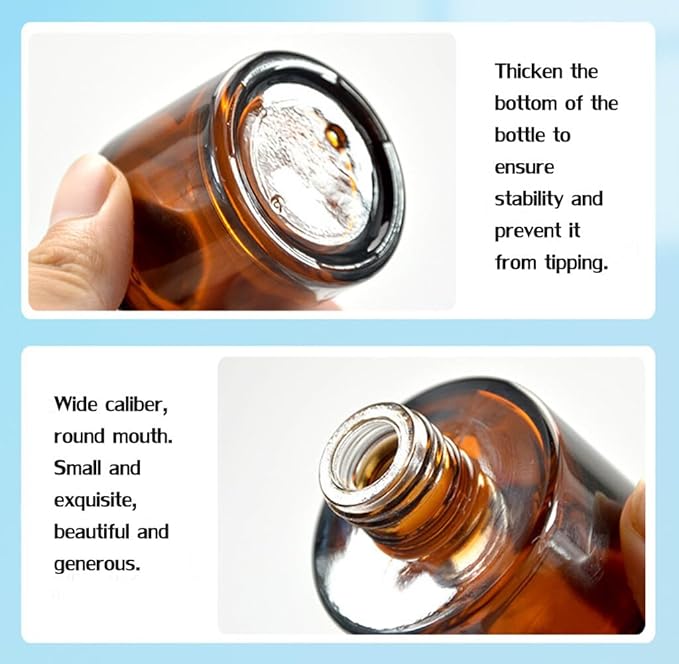 2Pcs 50Ml/1.7oz Empty Amber Round Glass Diffuser Bottles with Silver Cap Refillable Essential Oil Jars Containers Fragrance Accessories Use for DIY Crafts Decor (Diffuser Sticks Excluded)