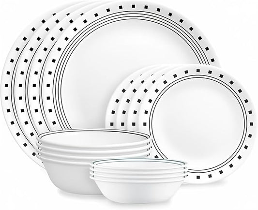 Corelle® City Block 16-piece Mugless Dinnerware Set, Service for 4