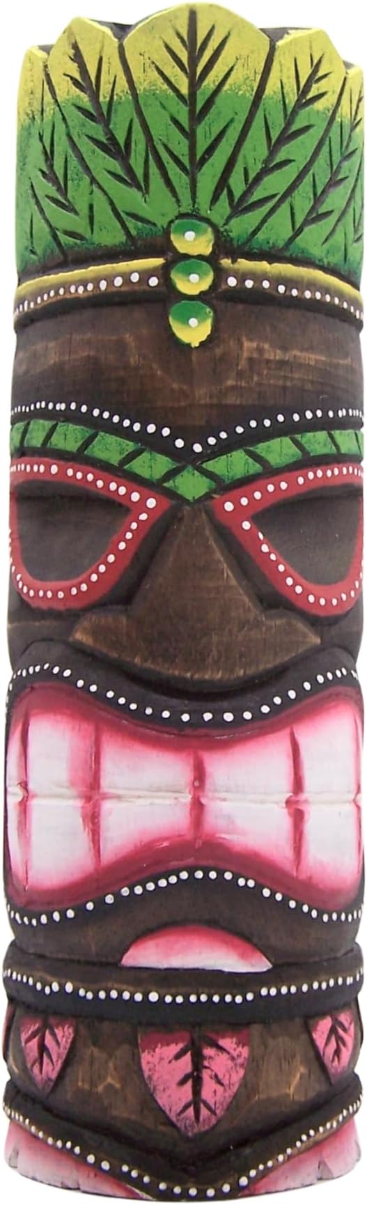 Painted Tiki Wooden Statues, Freestanding, Beach Décor, Set of 2 Assorted Colors, 12 Inches High