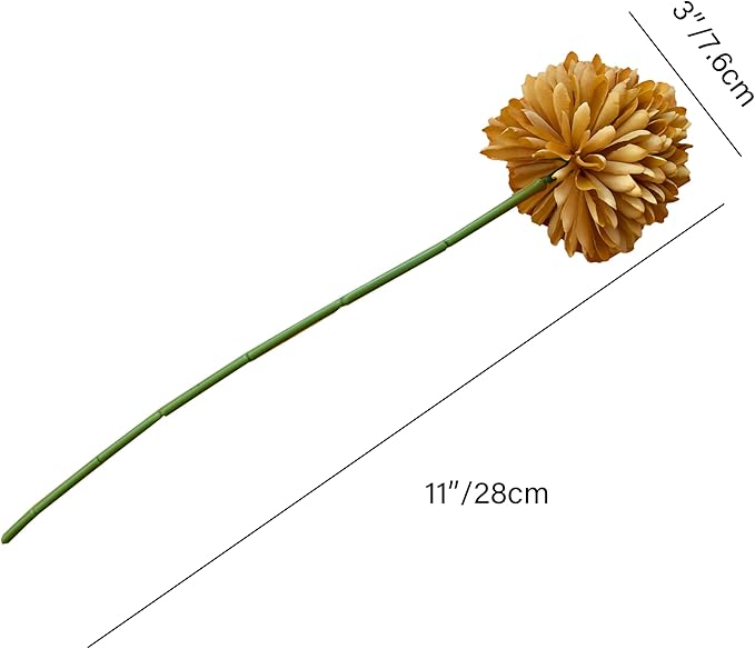 Mandy's Light Brown Artificial Ball Chrysanthemum 12 Stems Faux Flowers with Bendable Stems for DIY Wedding Centerpiece Fall Decor Home Arrangements