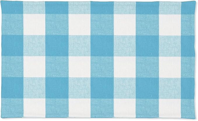 Sky Blue & White 2 Side Cotton Buffalo Check Placemats Set of 4 Heat Resistant Dining Table Place Mats for Kitchen Table, 12 x 18 inches