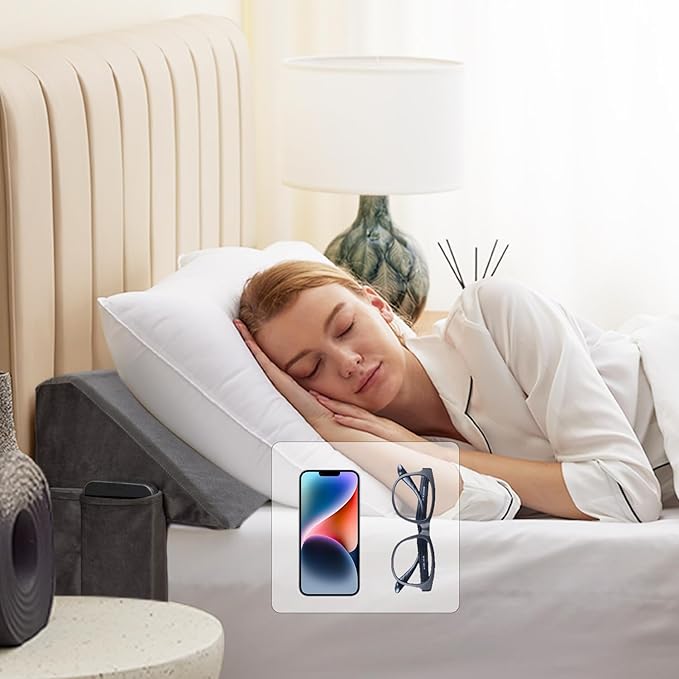 King Bed Wedge Pillow for Headboard, Foam Headboard Pillow, Bed Gap Filler, Mattress Gap Filler King - Fill The Gap (0-7") Between Headboard and Mattress (Short Plush, 76"x10"x6")