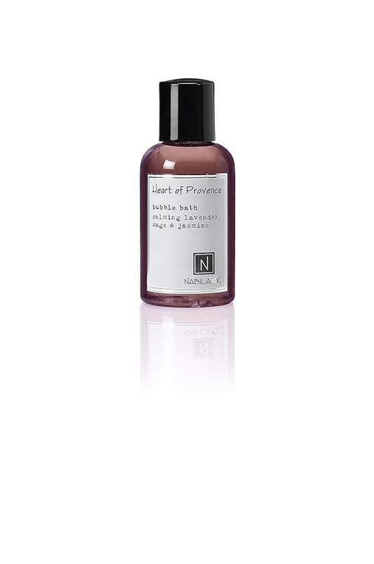 Heart of Provence Travel Size Bubble Bath with Lavender, Sage & Jasmine Scent by Nabila K - Essential Oils, Natural Ingredients for Sensitive Skin, Gentle, Moisturizing - Luxury for Women & Men, 2 oz