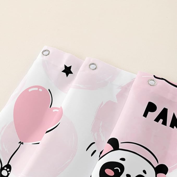 AILONEN Panda Shower Curtain for Bathroom, Cute Kawaii Panda Kids Bathroom Curtain,Pink Cartoon Bath Curtain 72" W*84" H Polyester Waterproof Bathroom Curtain with 12 Hooks