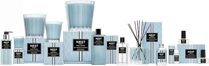 NEST New York Reed Diffuser, Driftwood & Chamomile - 5.9 fl oz - Fragrance for Up to 90 Days - Reusable, Refillable Glass Holder - Includes 8 All-Natural Reed Sticks - Flame Free