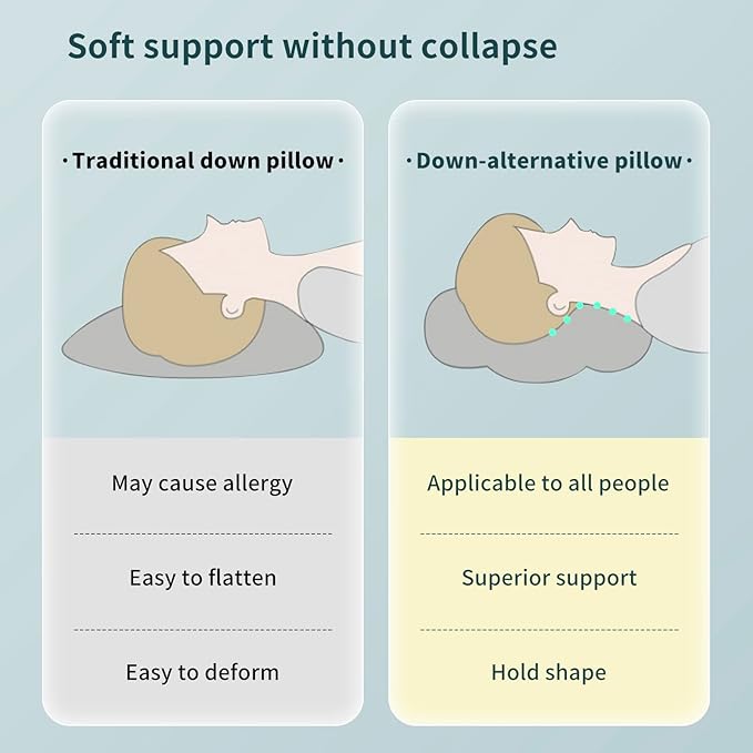 King Size Set of 2 - Adjustable Down Alternative Bed Pillows - Best Cooling Neck Pillow Good for Sleeping Back & Stomach Sleepers (King (Pack of 2))