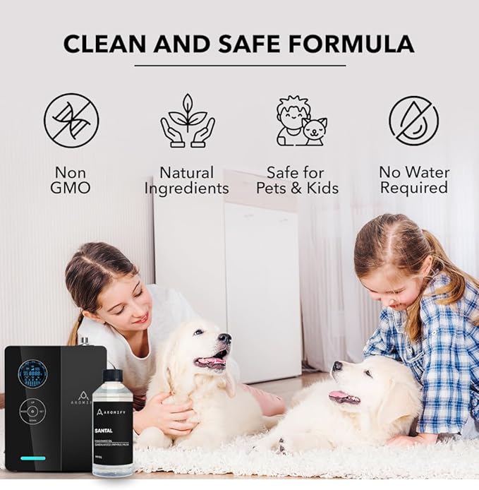 Santal Fragrance Oil 16.9 Fl Oz (500 mL) Essential Oil for Diffusers, Sandalwood & Leather Opening, Followed by Floral and Woodsy Notes, for Home, Spa & Office Use, Pure Aroma Ingredients