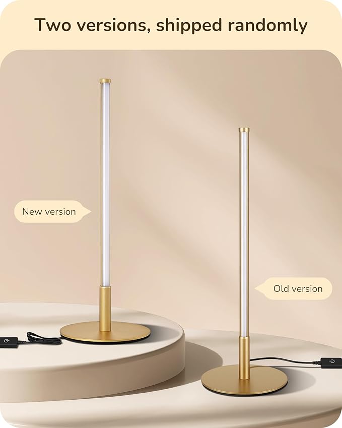EDISHINE Upgraded LED Table Lamp, Stepless Dimmable Bedside Lamp with 3 Color Temperature, Modern Nightstand Lamp, Desk Lamps for Bedroom, Living Room, Corner, Gift, Metal Finish, Gold, 6W