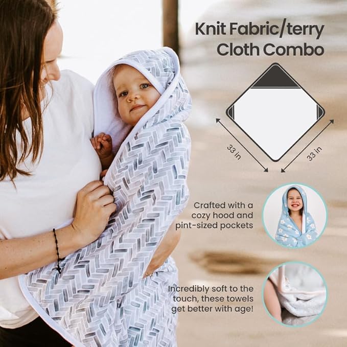 Copper Pearl Hooded Bath Towels Premium Knit/Terry Cloth Baby Towels with Hood, Pockets, and Cool Designs - Great to Gift and Make Bath Time Fun - Baby Bath Towel, Camel Stripe