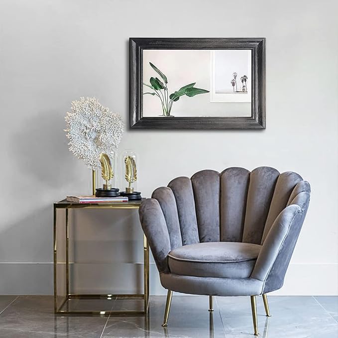 Mirrors for Wall with Black Wood Frame Large 20"x16" Rectangular Hanging Mirrors for Bathroom Bedroom Living Room Home Decor