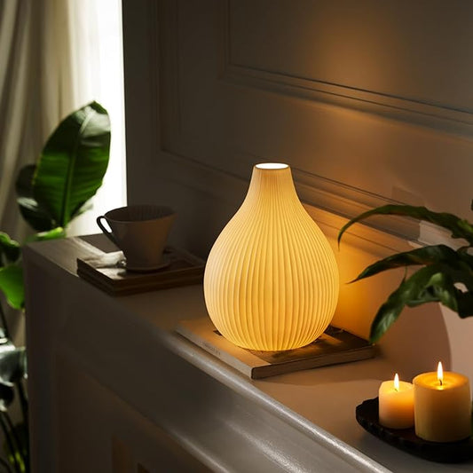RONDURE 11.0" Modern Table Lamp, Modern Bedside Lamps for Bedroom, Living Room and Nightstand, White Translucent Ceramic Shade, Warm Ambient Lighting, Home Decor