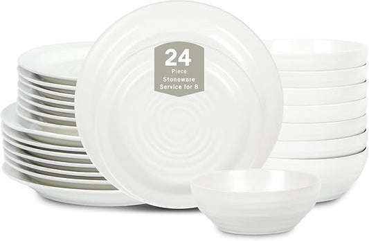 Stone Lain Orbit 24-Piece Dinnerware Set Stoneware, White