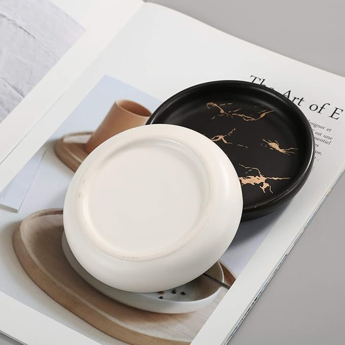 Ceramic Soap Dish Tray Holder for Bathroom or Kitchen,Jewelry Tray,Trinket Plate,Home Décor, Elegant White Color
