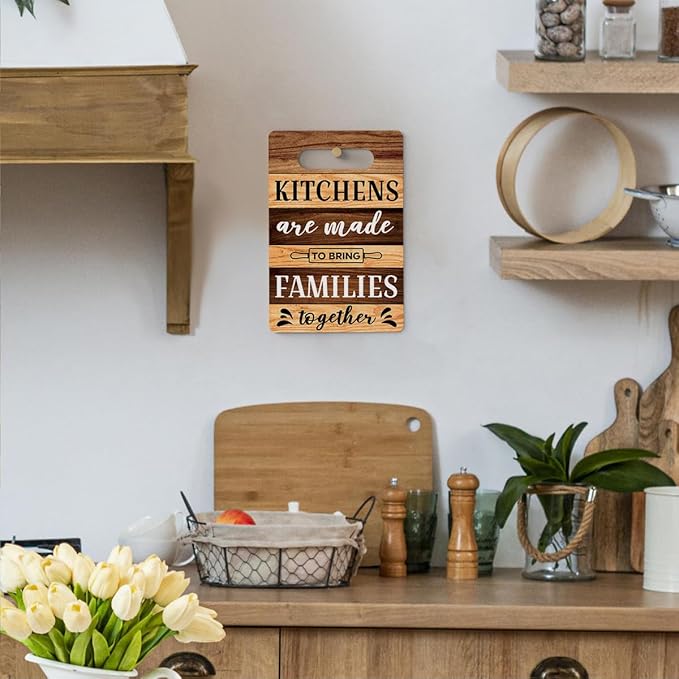 Farmhouse Kitchen Decor, Kitchen Signs Wall Decor, Wall Decor for Kitchen, Kitchen Decorations, Kitchen Door Wall Hanging Decor, Kitchens Are Made to Bring Families Together Sign 8 x 12 Inch