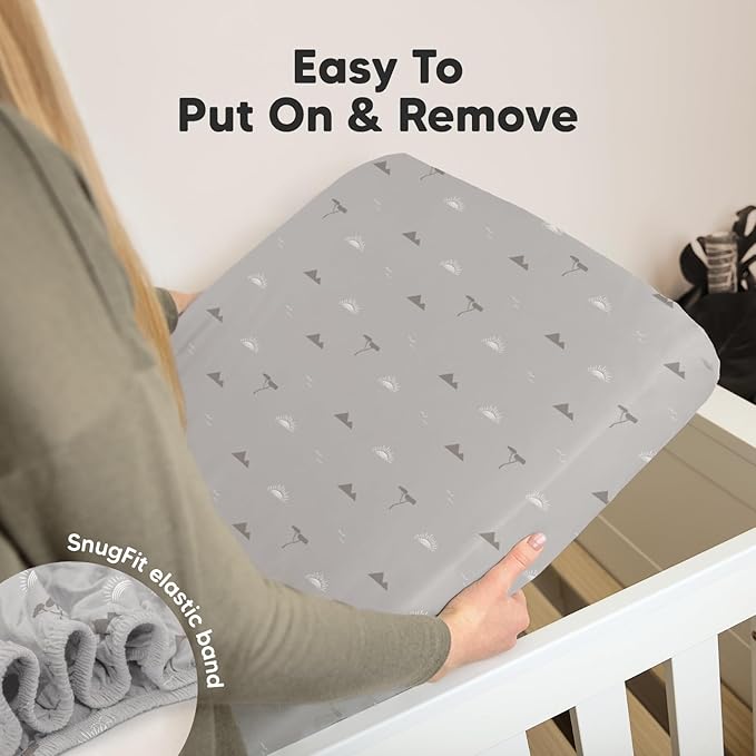 2-Pack Organic Crib Sheets for Boys, Girls - Jersey Fitted Crib Sheet, Baby Crib Sheets Neutral, Crib Mattress Sheet, Cotton Crib Sheets, Breathable Crib Sheet, Baby Mattress Sheets (Savannah)