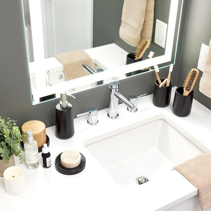 iDesign Ceramic Earth Collection Bar Soap Dish, Matte Black