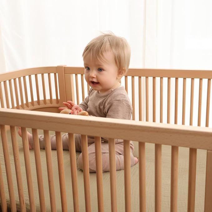 Denmark - Super Soft Muslin Mini Crib Sheets - 24'' x 38'' - 100% Organic Baby Crib Sheets for Boys and Girls - 2-Pack (Blush/Sage Green)