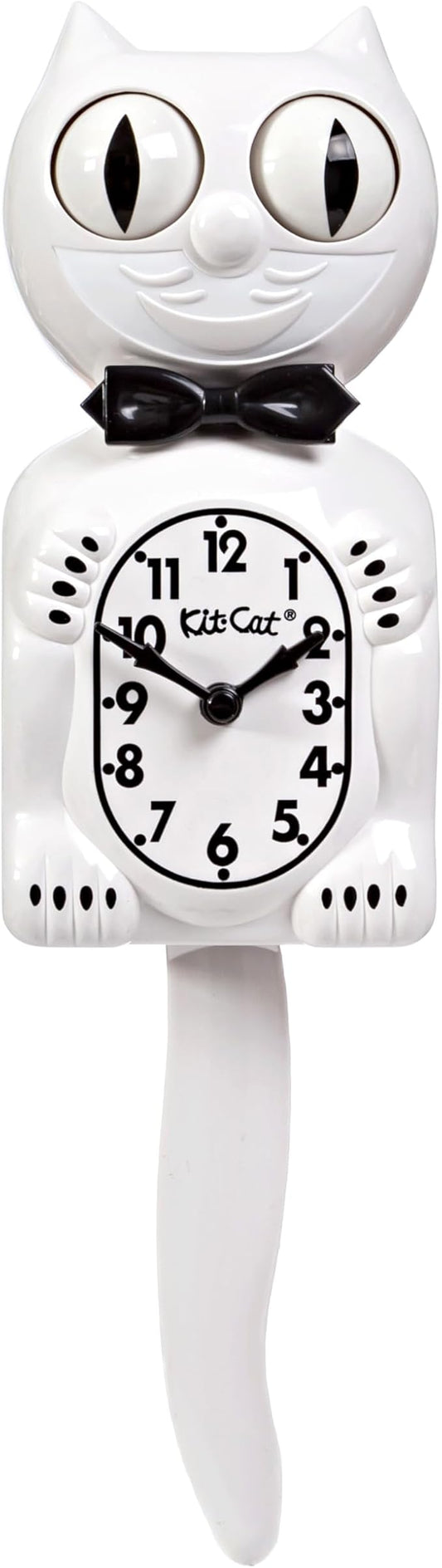 Kit Cat Klock® Limited Edition White - Iconic Retro Cat Clock with Moving Eyes and Tail, Battery Operated Wall Clock, Made in USA, Perfect for Home Decor, Modern Clock, Unique Gift