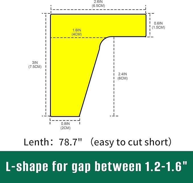 Bed Filler for Headboard, Suitable for Gap 1.2-1.6" of King Queen Twin Bed, 78.7'' Long Wedge Sleeping Pillow, Foam Bed Mattress Gap Filler