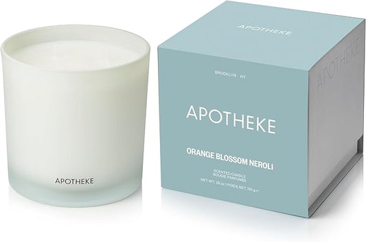 APOTHEKE Orange Blossom Neroli Scented Candles for Home - Aromatherapy 3-Wick Jar Candle with Soy Wax Blend - Long-Lasting Scent with Natural Essential & Perfume-Grade Oils