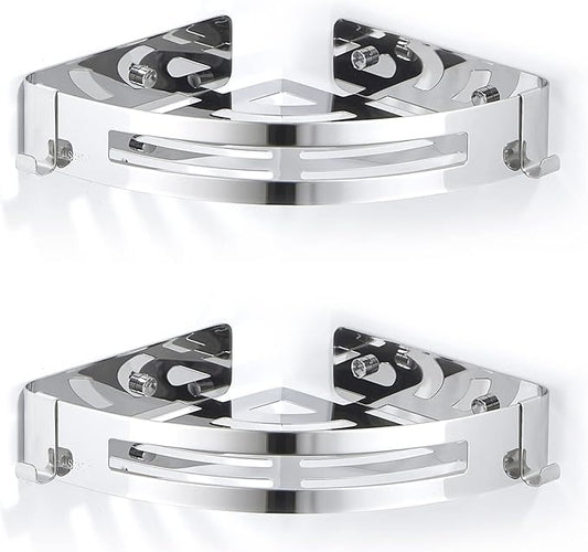 2-Pack Corner Shower Caddy,Wall Mounted Corner Shower Shelf,Shower Rack for Bathroom Silver