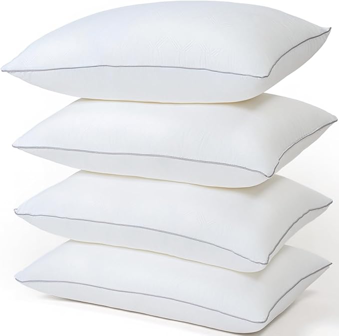 Pillows for Sleeping 4 Pack Bed Pillow Set of 4 for Side Back and Stomach Sleepers Down Alternative Filling Luxury Soft (White, Queen(4 Pack))