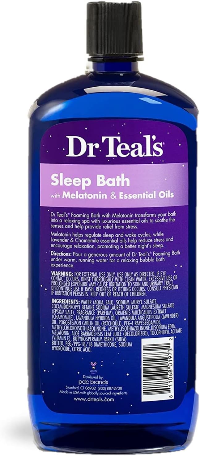 Dr Teal's Foaming Bath Variety Gift Set (2 Pack, 34oz Ea) - Melatonin Sleep Bath, Nourish & Protect with Coconut Oil - Essential Oils Blended with Pure Epsom Salt Ease Pain & Promote Better Sleep