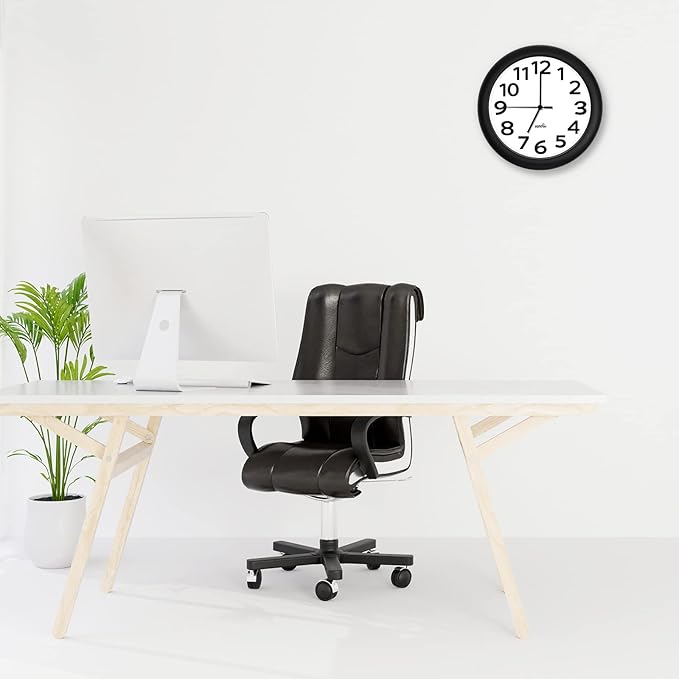 HIPPIH 2 Pack Silent Wall Clock, 10 Inch Non Ticking Quiet Digital Sweep Decorative Battery Operated Wall Clocks for Living Room Bedroom Kitchen School Office Decor, Black