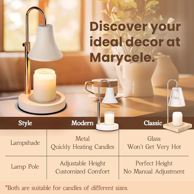 Candle Warmer Lamp, Height Adjustable Dimmable Candle Lamp Warmer with Timer, Electric Wax Melt Warmer for Jar Candles, Nightstand Lamp for Bedroom, House Warming Mothers Day Gifts Decor