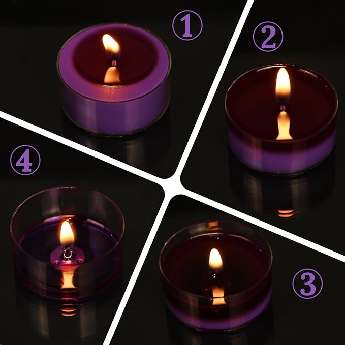 DEYBBY Natural Lavender Scented Soy Wax Tealight Candles Bulk, Aromatherapy Luxury Tea Candle Set of 24-4 Hour Burning Great Gift