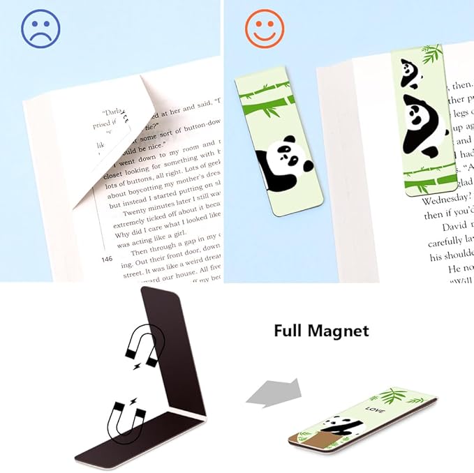 UpUDo 12 Pack Magnetic Bookmark, Book Marker Clip for Teachers, Students, Book Lovers, Printing on 2 Side