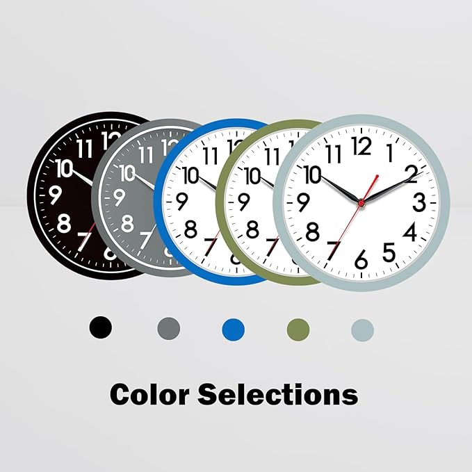 AKCISOT Wall Clock, Modern Small Wall Clocks Battery Operated 12 Inch, Silent Non-Ticking Analog Classic for Office, Home, Bathroom, Kitchen, Bedroom, School(Blue Gray)