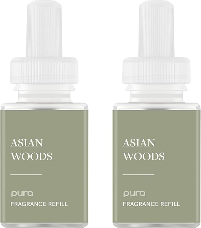 Pura Smart Home Air Diffuser Fragrance - Smart Home Scent Refill - Up to 120-Hours of Premium Fragrance per Refill - Clean Diffuser for Office & Apartment - 2 Pack, Asian Woods