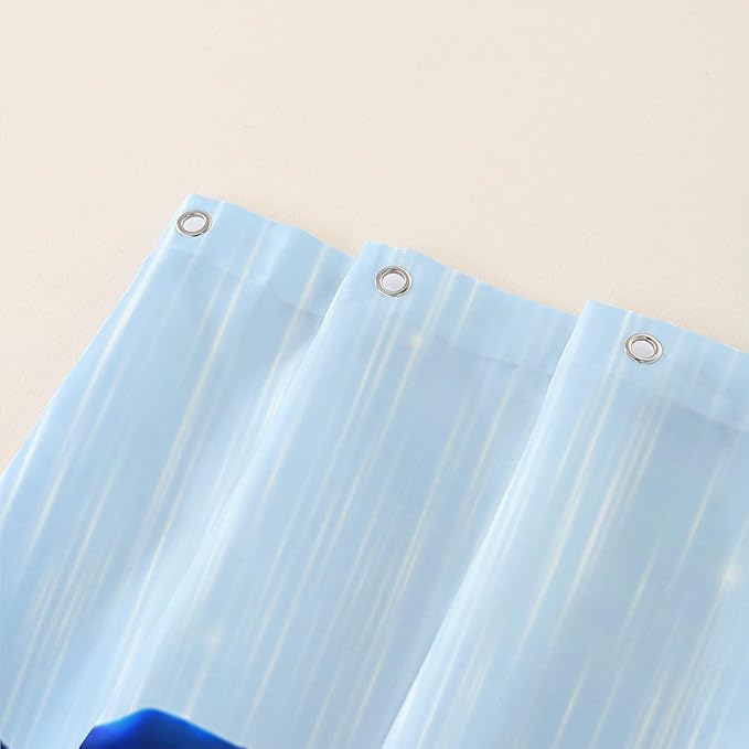 AILONEN Blue Rose Shower Curtain for Girls,Raining Rose Shower Curtain for Bathroom Decor,Women Kids Polyester Waterproof 3D Printed Bath Curtain with 12 Hooks,72" W*96" H