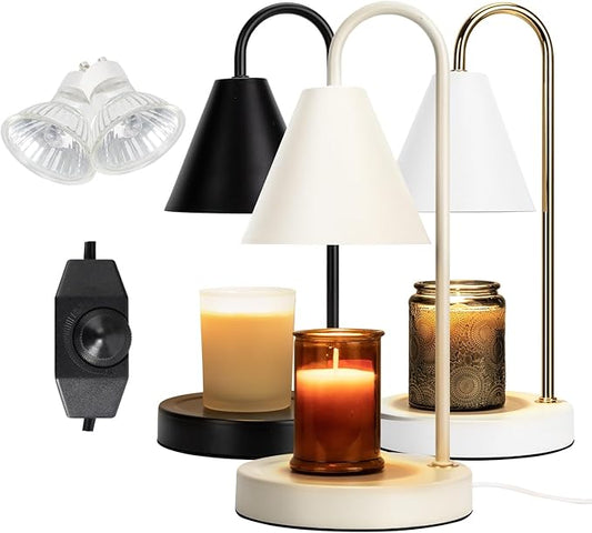 Candle Warmer Lamp,Electric Candle Warmer with Dimmable Light,Scented Wax Melter,No Smoke,Compatible with Various Jar,with 2 Light Bulbs,Home Decor-Milk Coffee