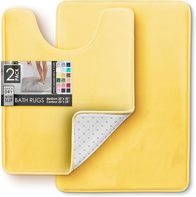 Clara Clark Bathroom Rugs, Velvet Memory Foam Bath Mat, Non-Slip Bath Rugs, Machine Wash, Dries Quickly, Ultra Soft Plush Bath Mats for Bathroom,