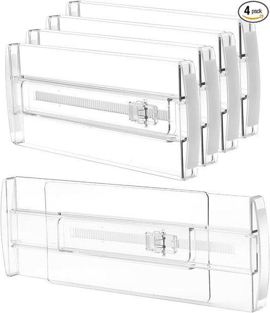 4 Pack Drawer Dividers for Clothes, 4" High 10"-17" Adjustable Drawer Dividers Expandable Dresser Drawer Organizers, Clear Drawer Separators for Clothes, Underwear, Cosmetic, Kitchen Utensils Storage