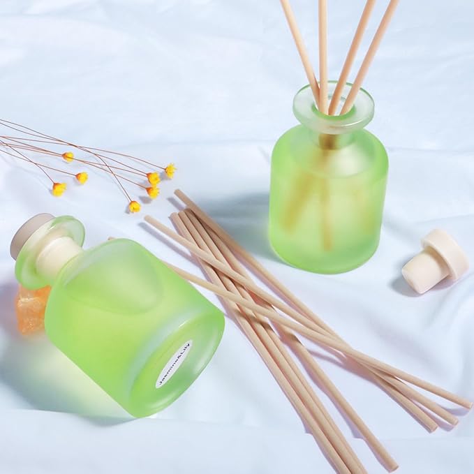 Reed Diffuser - Jasmine Lily 3.38oz (100ml) 2 Pack Essential Oil Reed Diffuser Set with 8 Sticks, Long Lasting Fragrance for Home, Bathroom, Bedroom, Room, Decor